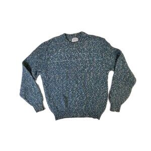 Pinnacle Sweater Men's Unisex Medium Blue Pullover Crewneck Wool Blend USA Vtg